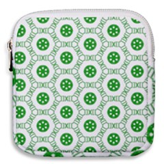 White Background Green Shapes Mini Square Pouch by Simbadda
