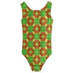 Pattern Texture Christmas Colors Kids  Cut-out Back One Piece Swimsuit by Simbadda