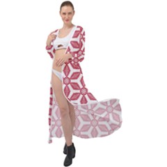 White Background Red Flowers Texture Maxi Chiffon Beach Wrap by Simbadda