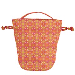  Pattern Abstract Orange Drawstring Bucket Bag by Simbadda