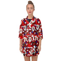 Nicholas Santa Christmas Pattern Half Sleeve Chiffon Kimono by Simbadda