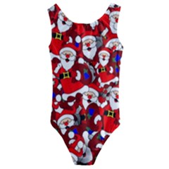 Nicholas Santa Christmas Pattern Kids  Cut-out Back One Piece Swimsuit by Simbadda