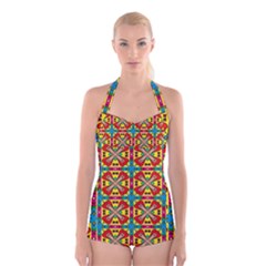 Seamless Pattern Tile Tileable Boyleg Halter Swimsuit  by Simbadda