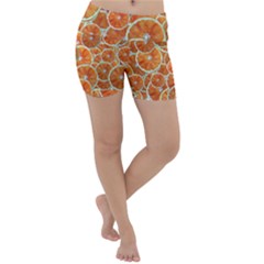 Oranges Background Texture Pattern Lightweight Velour Yoga Shorts by Simbadda