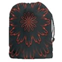 Abstract Glowing Flower Petal Pattern Red Circle Art Illustration Design Symmetry Digital Fantasy Drawstring Pouch (XXXL) View1