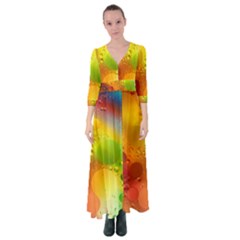 Abstract Sunlight Flower Reflection Color Macro Floating Yellow Circle Macro Photography Spheres Oil Button Up Maxi Dress by Vaneshart