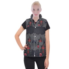 The Crows With Cross Women s Button Up Vest by FantasyWorld7