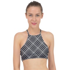 Sketchy Skulls Pattern Racer Front Bikini Top by bloomingvinedesign