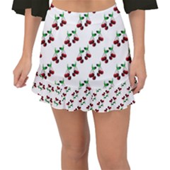 Cherries Pattern Fishtail Mini Chiffon Skirt by bloomingvinedesign