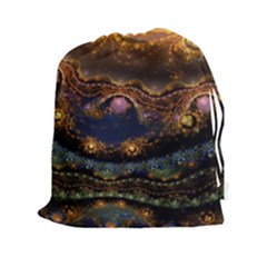 Fractal Cg Computer Graphics Sphere Fractal Art Water Organism Macro Photography Art Space Earth  Drawstring Pouch (xxl) by Vaneshart