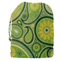 Texture Leaf Pattern Line Green Color Colorful Yellow Circle Ornament Font Art Illustration Design  Drawstring Pouch (XXXL) View2