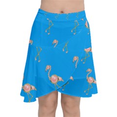 Flamenco Birds Exotic Nice Pink Chiffon Wrap Front Skirt by Mariart