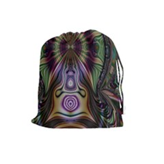 Digital Art Fractal Artwork Drawstring Pouch (large) by Wegoenart