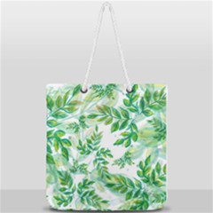Leaves Green Pattern Nature Plant Full Print Rope Handle Tote (large) by Wegoenart