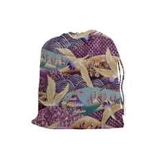 Textile Fabric Cloth Pattern Drawstring Pouch (large) by Wegoenart