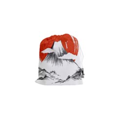 Mount Fuji Mountain Ink Wash Painting Drawstring Pouch (xs) by Vaneshart