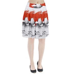 Mount Fuji Mountain Ink Wash Painting Pleated Skirt by Vaneshart