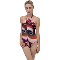 Abstract Fractal Patterns Red Go With The Flow One Piece Swimsuit by Vaneshart