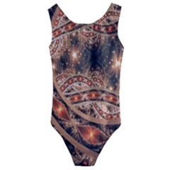 Fractal Patterns Abstract Dark Kids  Cut-out Back One Piece Swimsuit by Vaneshart