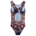 Fractal Patterns Abstract Dark Kids  Cut-Out Back One Piece Swimsuit View2