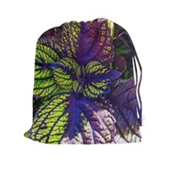 Dark Coleus Drawstring Pouch (xxl) by Riverwoman