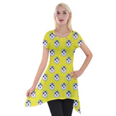 English Breakfast Yellow Pattern Short Sleeve Side Drop Tunic by snowwhitegirl