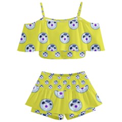 English Breakfast Yellow Pattern Kids  Off Shoulder Skirt Bikini by snowwhitegirl