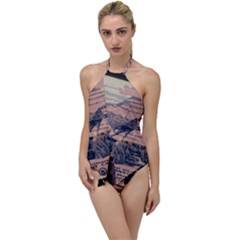Vintage Travel Poster Grand Canyon Go With The Flow One Piece Swimsuit by Vaneshart