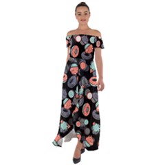 Seamless Sweets Background Off Shoulder Open Front Chiffon Dress by Vaneshart