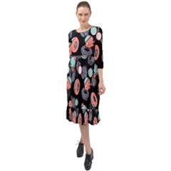 Seamless Sweets Background Ruffle End Midi Chiffon Dress by Vaneshart
