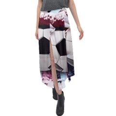 Soccer Ball With Great Britain Flag Velour Split Maxi Skirt by Vaneshart