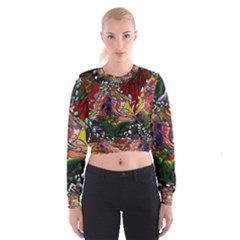 Seamless Abstract Background Red Cropped Sweatshirt by Vaneshart