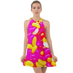 Vibrant Jelly Bean Candy Halter Tie Back Chiffon Dress by essentialimage