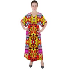 Abstract 27 V-neck Boho Style Maxi Dress by ArtworkByPatrick