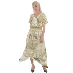 Vintage 979513 1280 Cross Front Sharkbite Hem Maxi Dress by vintage2030