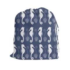 Seahorse Shell Pattern Drawstring Pouch (xxl) by Vaneshart