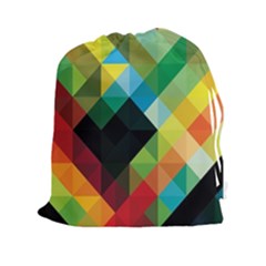 Pattern Colorful Geometry Abstract Wallpaper Drawstring Pouch (xxl) by Vaneshart