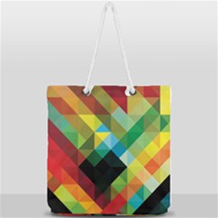 Pattern Colorful Geometry Abstract Wallpaper Full Print Rope Handle Tote (large) by Vaneshart