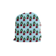 Girl With Green Hair Pattern Drawstring Pouch (medium) by snowwhitegirl