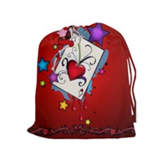The Red Card Heart A With Fairy Drawstring Pouch (xl) by FantasyWorld7