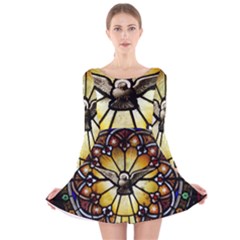 Spain Catalonia Montserrat Church Long Sleeve Velvet Skater Dress by Wegoenart