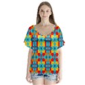 Pop Art  V-Neck Flutter Sleeve Top View1