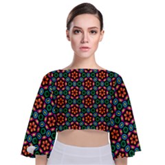 Pattern  Tie Back Butterfly Sleeve Chiffon Top by Sobalvarro