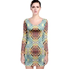 Pattern Long Sleeve Bodycon Dress by Sobalvarro