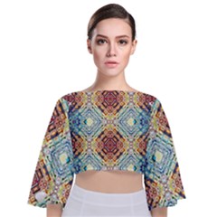 Pattern Tie Back Butterfly Sleeve Chiffon Top by Sobalvarro