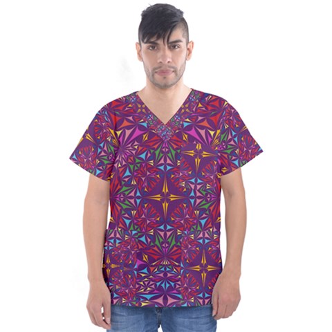 Kaleidoscope  Men s V-neck Scrub Top by Sobalvarro