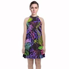 Leaves  Velvet Halter Neckline Dress  by Sobalvarro