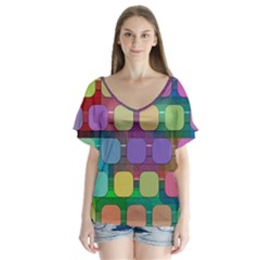 Pattern  V-neck Flutter Sleeve Top by Sobalvarro