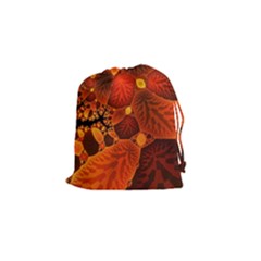 Leaf Autumn Nature Background Drawstring Pouch (small) by Wegoenart