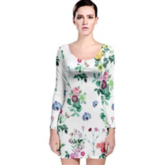 Leaves Long Sleeve Velvet Bodycon Dress by Sobalvarro